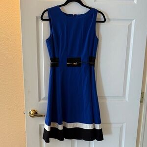 Calvin Klein Collection Blue and Black Midi Dress